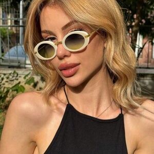 1pc Fashion Elliptical Glasses Small Frame Retro Personality Versatile Street